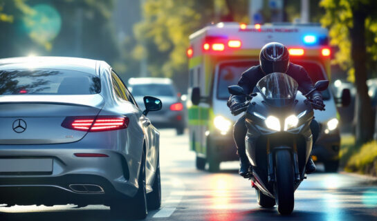 Verkehrsunfall zwischen abbiegendem Pkw und schnellem Motorradfahrer